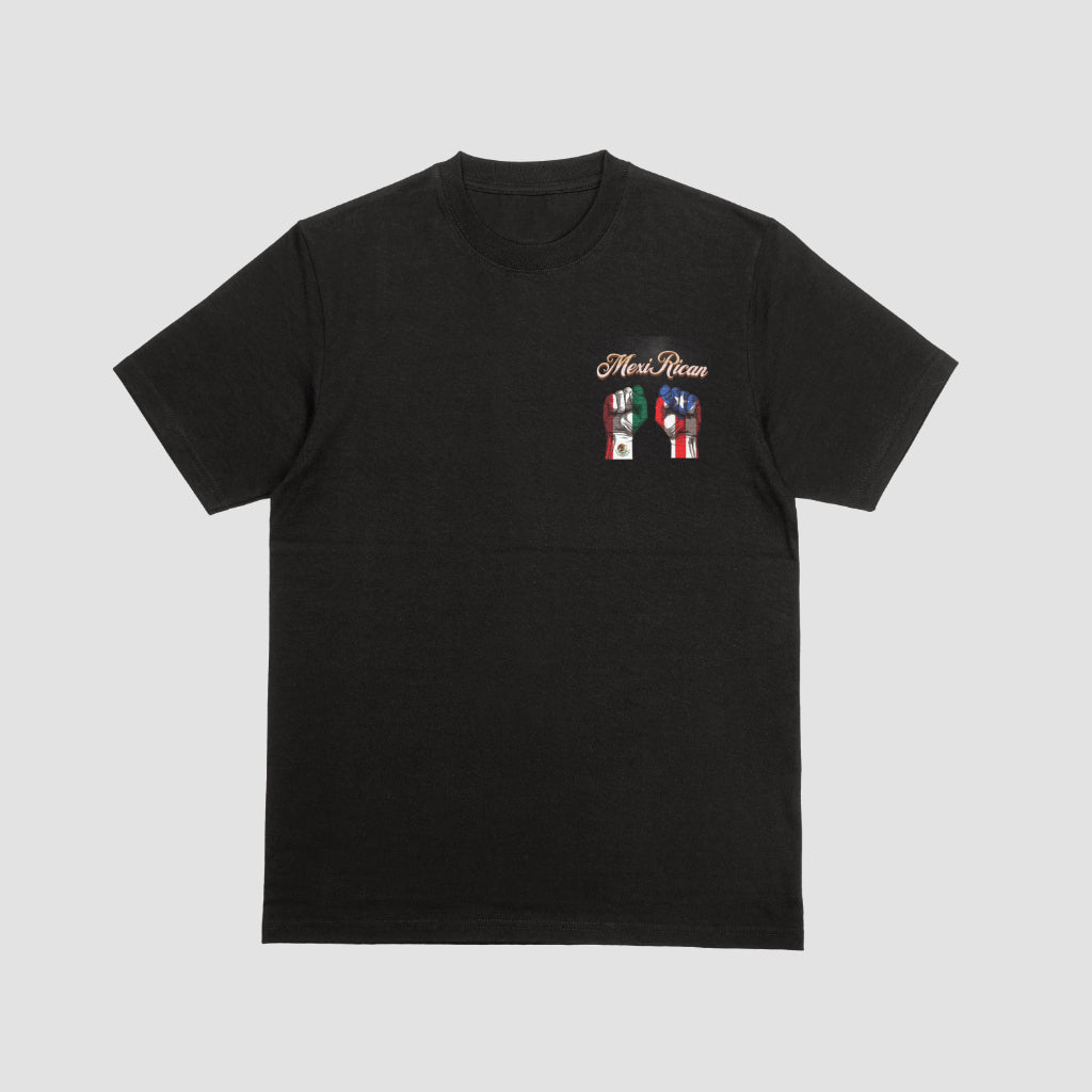 Mexi-rican Tshirt Flag Fists Black