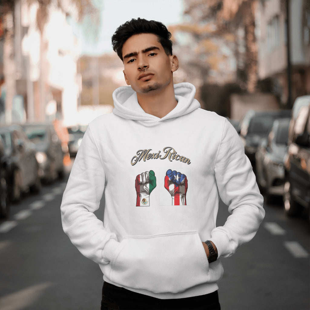 Mexirican Hoodie Fist Flag WHITE