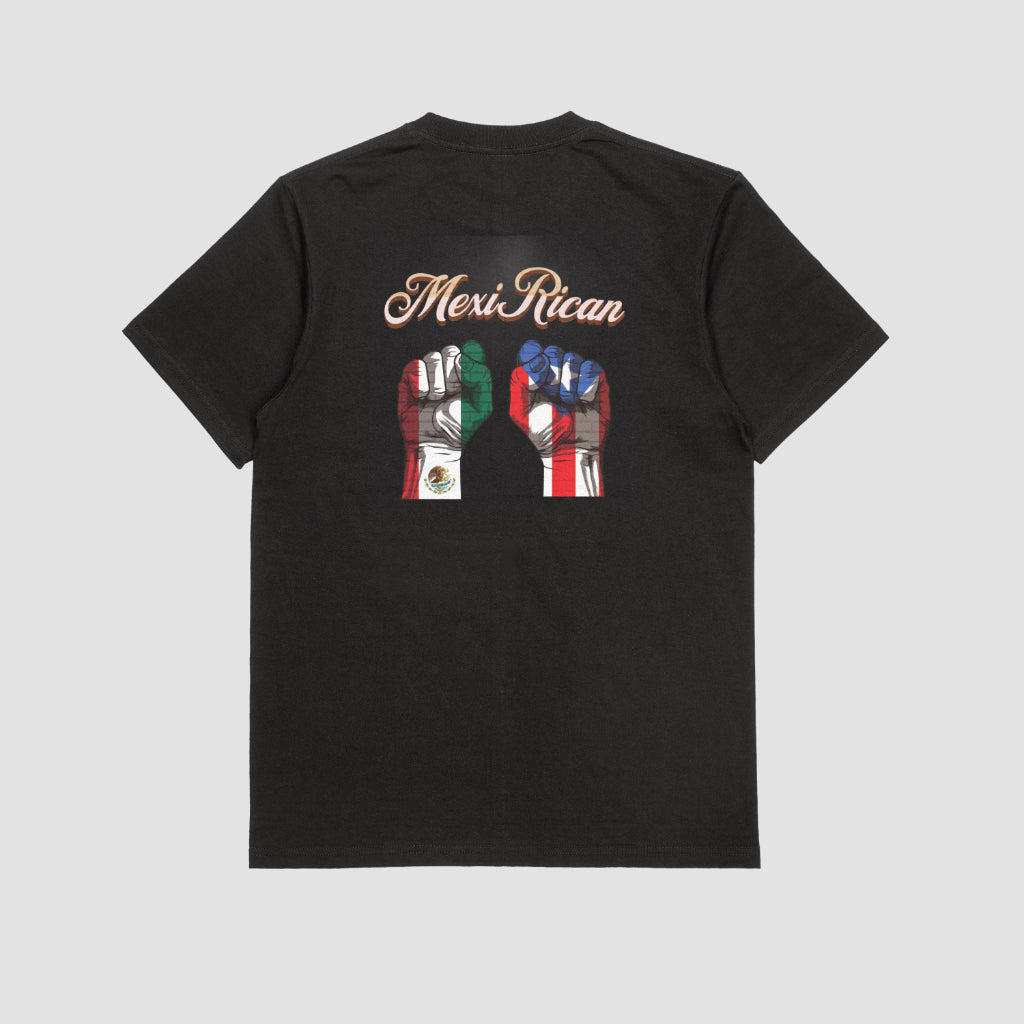 Mexi-rican Tshirt Flag Fists Black