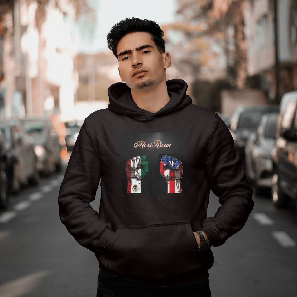 Mexirican Hoodie Fist Flag WHITE